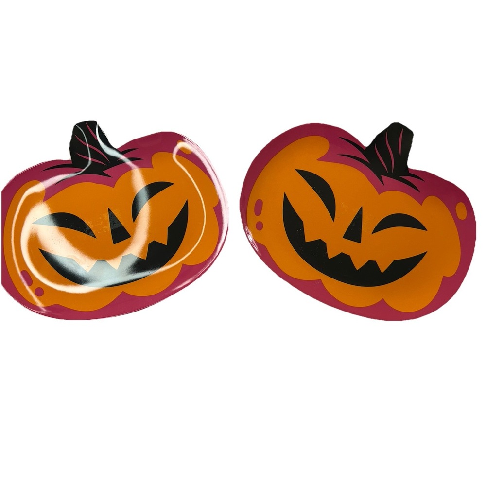 Target Hyde and Eek Halloween‎ Figural Pumpkin Melamine Plates Set of 2 Apps New